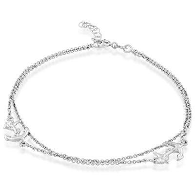 CLAR-9112H SS DBL STRAND ANCHOR ANKLET 9"+1"