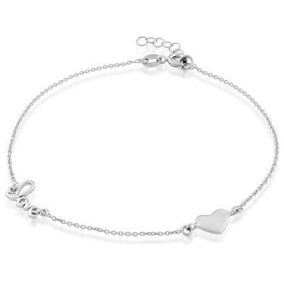CLAR-9116H SS HEART/LOVE ANKLET 9"+1"