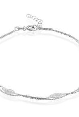 CLAR-9123H SS DBL STRAND LEAF ANKLET 9"+1"