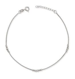 CLAR-9142H SS SHINY D/C BEADS ANKLET 9"+1"