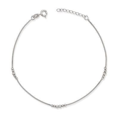 CLAR-9142H SS SHINY D/C BEADS ANKLET 9"+1"