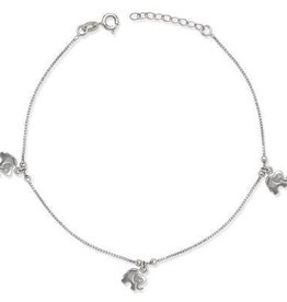 CLAR-9143H SS BEAD W/ELEPHANT ANKLET 9"+1"