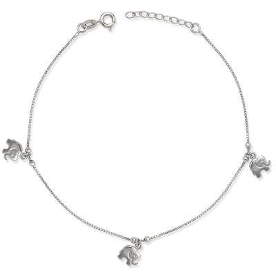 CLAR-9143H SS BEAD W/ELEPHANT ANKLET 9"+1"