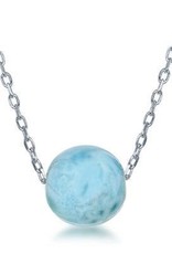CLAM-5581H SS 10MM LARIMAR /BLU SANDSTONE NECK