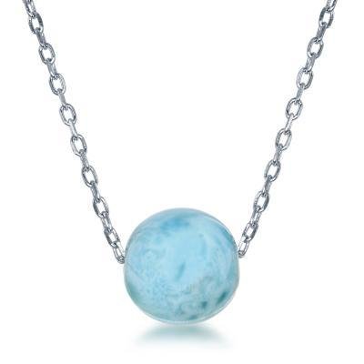 CLAM-5581H SS 10MM LARIMAR /BLU SANDSTONE NECK