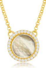 CLAM-5554H SS /GP MOP CZ NECK 16"+2"
