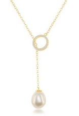 CLAM-5539-GPH SS/GP FW/PRL CZ DROP NECK