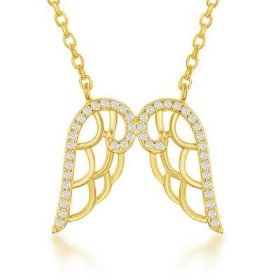 CLAM-5503H SS CZ  ANGEL WING NECK 16"+1"