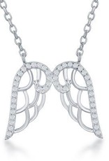 CLAM-5502H SS CZ ANGEL WING NECK 16"+1"