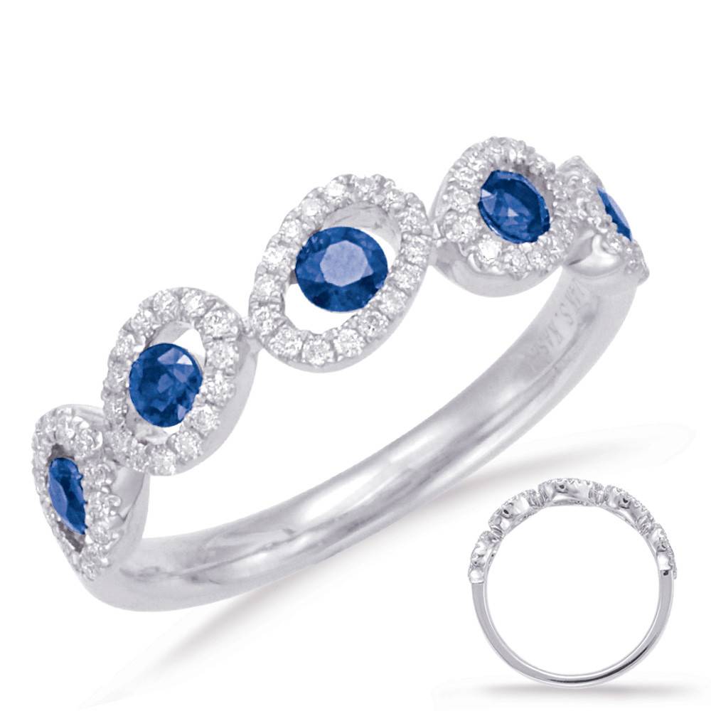 S. Kashi 14k White Gold Diamond & Sapphire  Ring