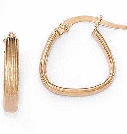 14K Rose Gold Polished Textured Hoops