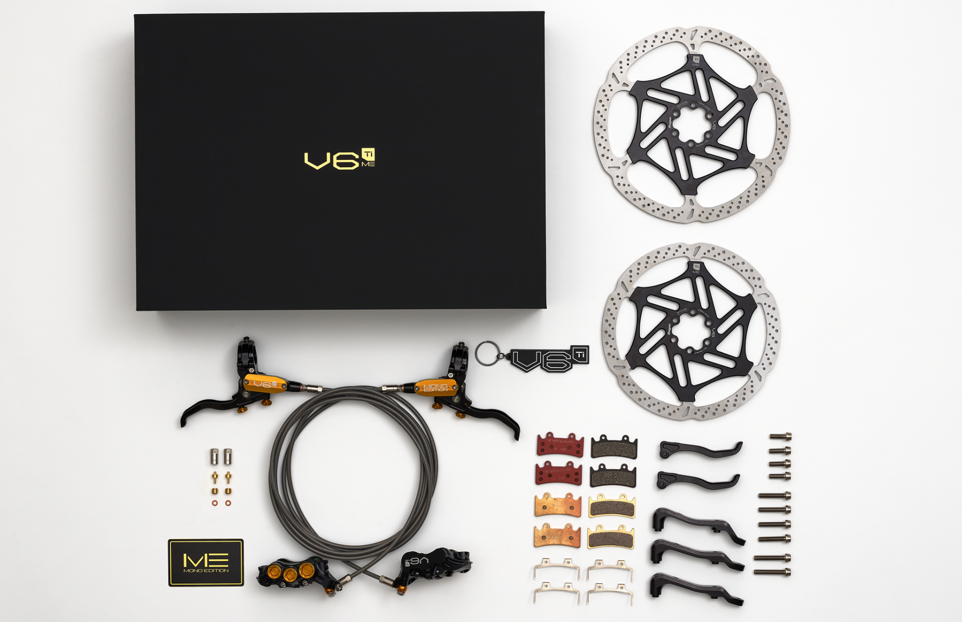 Hope Evo V6Ti - Mono Edition Set - 200/220mm - Braided Gold/Black Brake