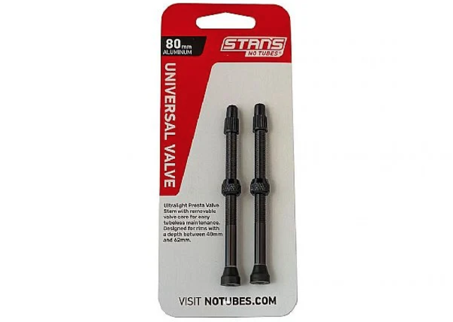 Stan's NoTubes Alloy Valve Stems - 80mm, Pair, Black
