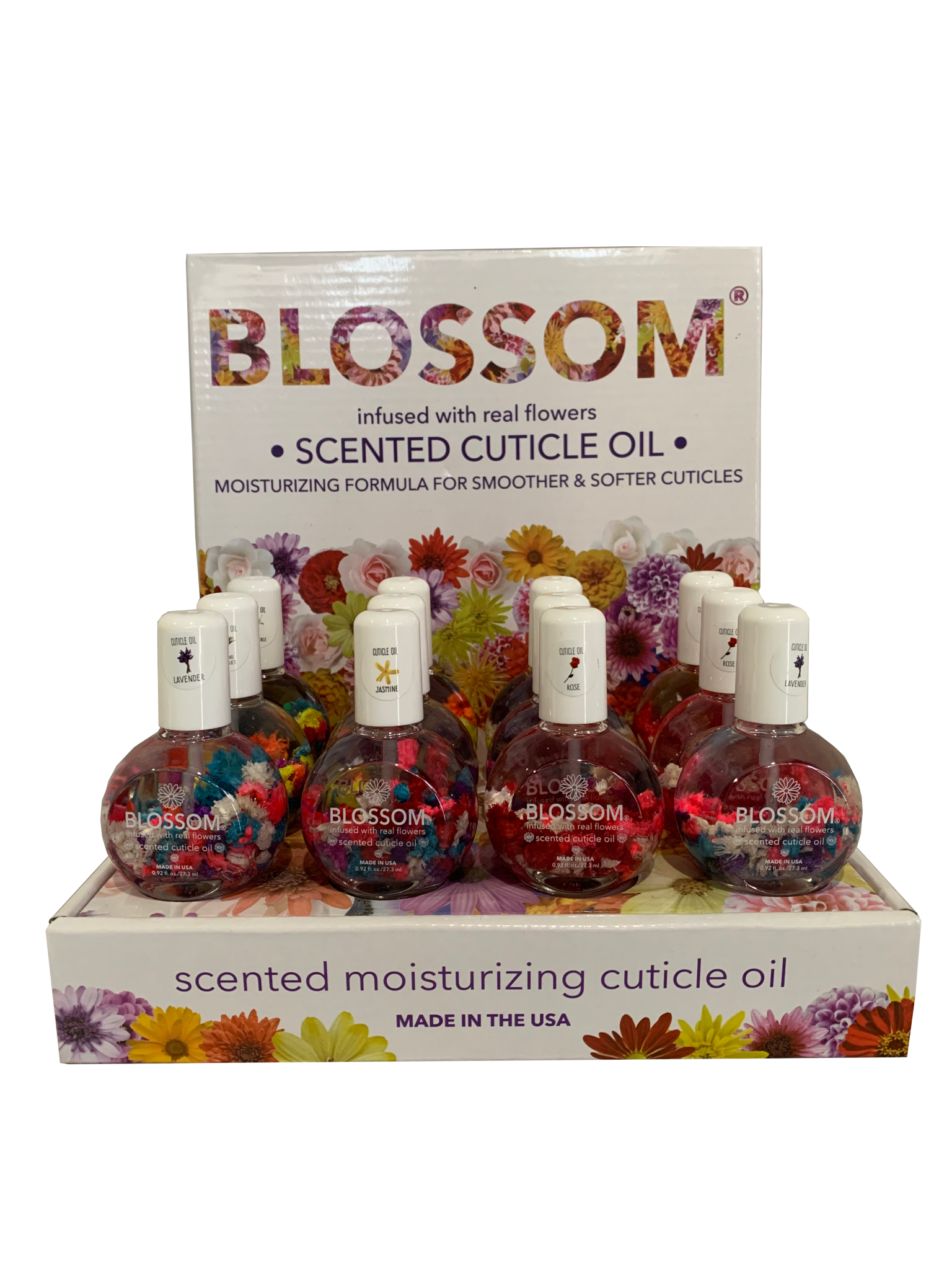 Blossom Floral Scented 1oz Cuticle Oil Display 12pcs Sunshine Nail Supply