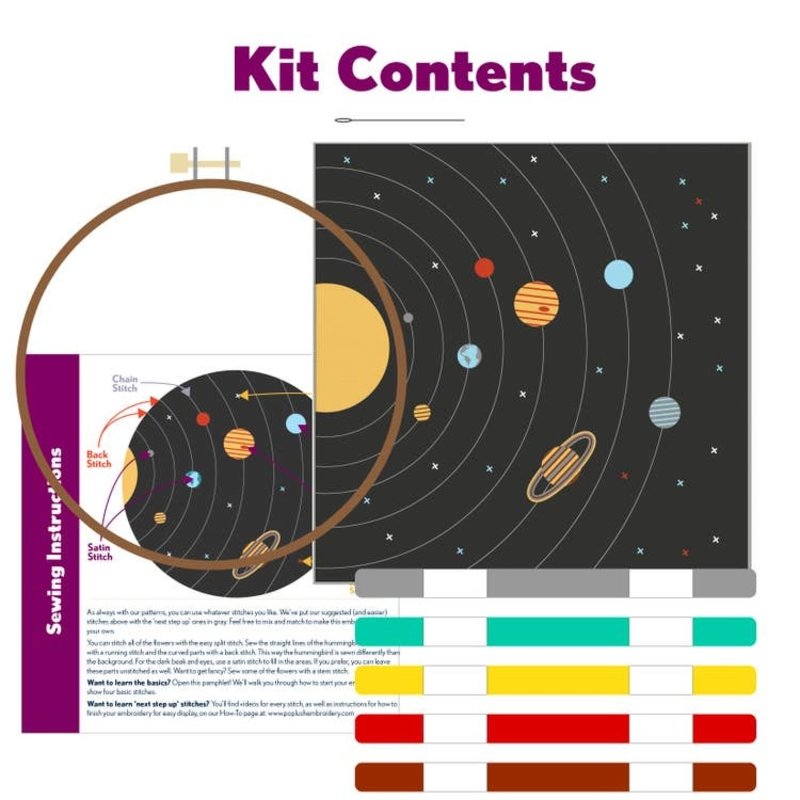 Pop Lush Embroidery Solar System Embroidery Kit