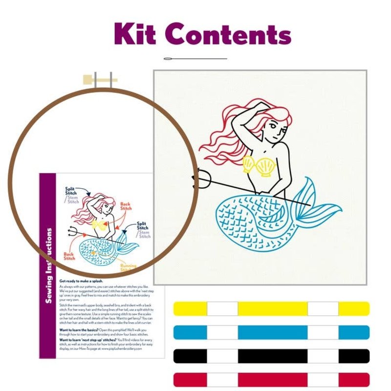 Pop Lush Embroidery Mermaid Embroidery Kit