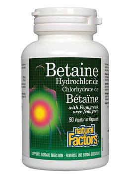 Natural Factors Natural Factors Betaine Hydrochloride 500 mg with Fenugreek 90 vcaps