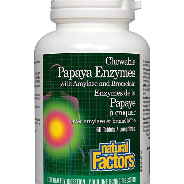 Natural Factors Natural Factors Papaya Enzymes with Amylase and Bromelain 60 chewable