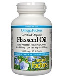 Natural Factors Natural Factors OmegaFactors Certified Organic Flaxseed Oil 1000mg 90 softgels