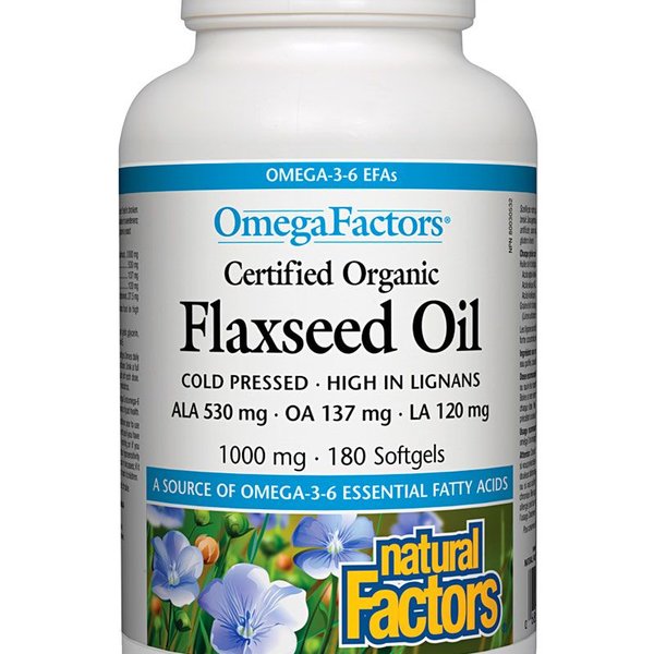 Natural Factors Natural Factors OmegaFactors Certified Organic Flaxseed Oil 1000mg 180 softgels