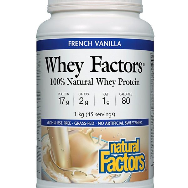 Natural Factors Natural Factors Whey Factors 100% Natural Whey Protein, French Vanilla 1kg