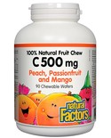 Natural Factors Natural Factors 100% Natural Fruit Chew C 500mg Peach, Passionfruit & Mango 90 chewable