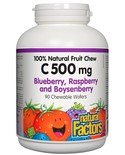Natural Factors Natural Factors 100% Natural Fruit Chew C 500mg Blueberry, Raspberry & Boysenberry 90 chewable