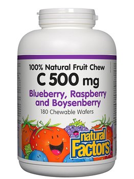 Natural Factors Natural Factors 100% Natural Fruit Chew C 500mg Blueberry, Raspberry & Boysenberry 180 chewable