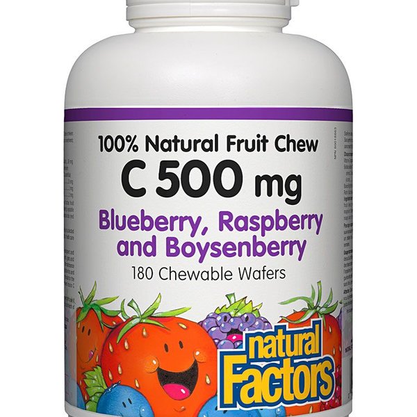 Natural Factors Natural Factors 100% Natural Fruit Chew C 500mg Blueberry, Raspberry & Boysenberry 180 chewable