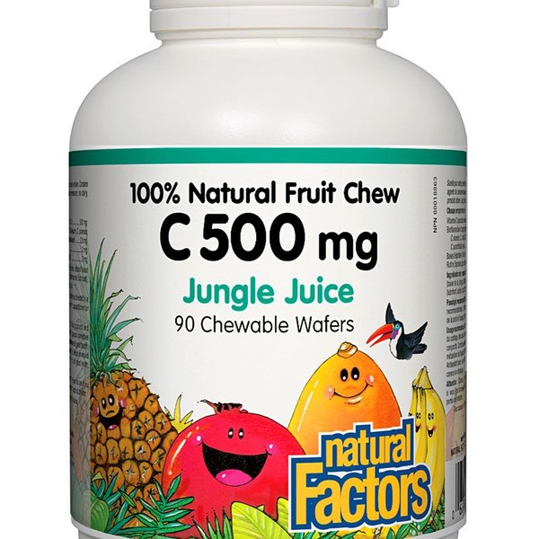 Natural Factors Natural Factors C 500 mg 100% Natural Fruit Chew, Jungle Juice 90 chewable