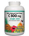 Natural Factors Natural Factors C 500mg 100% Natural Fruit Chew, Jungle Juice 180 chewable
