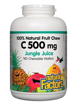 Natural Factors Natural Factors C 500mg 100% Natural Fruit Chew, Jungle Juice 180 chewable
