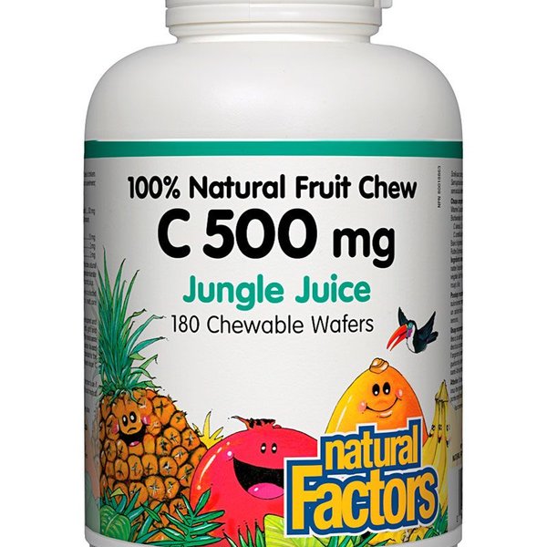 Natural Factors Natural Factors C 500mg 100% Natural Fruit Chew, Jungle Juice 180 chewable