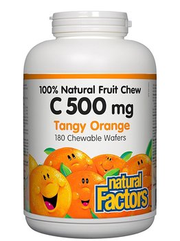 Natural Factors Natural Factors 100% Natural Fruit Chew C 500mg Tangy Orange 180 chewable