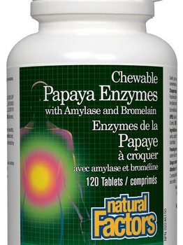 Natural Factors Natural Factors Chewable Papaya Enzymes with Amylase and Bromelain 120 chewable
