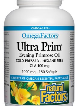Natural Factors Natural Factors OmegaFactors Ultra Prim Evening Primrose Oil 1000mg 180 softgels