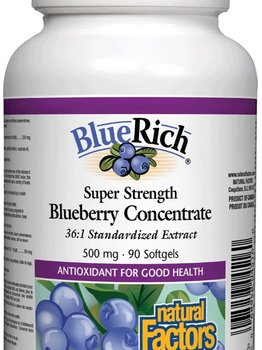 Natural Factors Natural Factors BlueRich Super Strength Blueberry Concentrate 500 mg 90 softgels