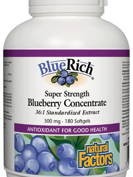 Natural Factors Natural Factors BlueRich Super Strength Blueberry Concentrate 500 mg 180 softgels