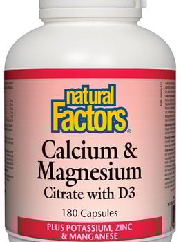Natural Factors Natural Factors Calcium & Magnesium Citrate with Potassium, Zinc & Manganese 180 caps