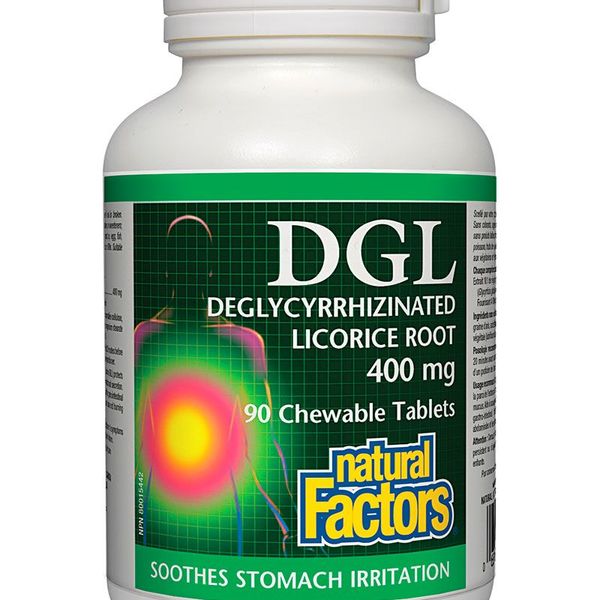 Natural Factors Natural Factors DGL Deglycyrrhizinated Licorice Root Extract 400 mg 90 chew