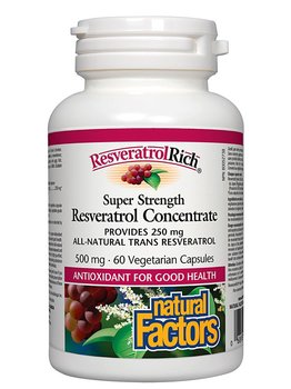 Natural Factors Natural Factors ResveratrolRich Super Strength Resveratrol Concentrate 500 mg 60 caps