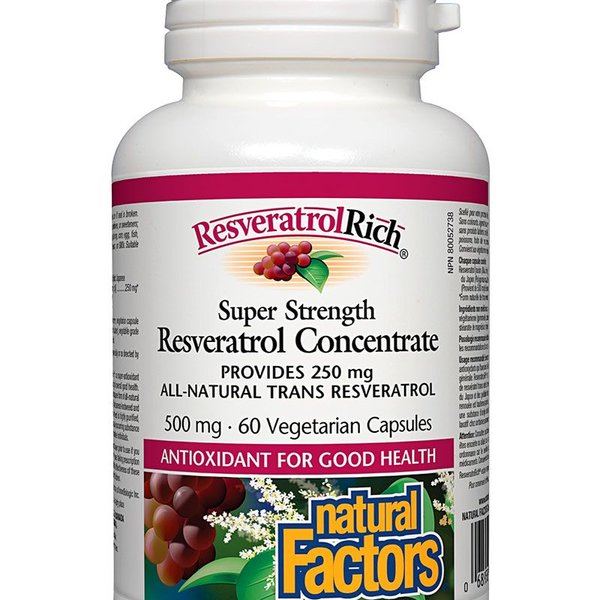Natural Factors Natural Factors ResveratrolRich Super Strength Resveratrol Concentrate 500 mg 60 caps