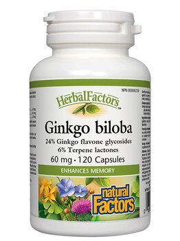 Natural Factors Natural Factors Herbal Factors Ginkgo Biloba 60 mg 120 caps
