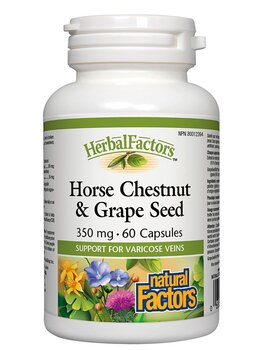 Natural Factors Natural Factors Herbal Factors Horse Chestnut & Grape Seed Extract 350mg 60 caps