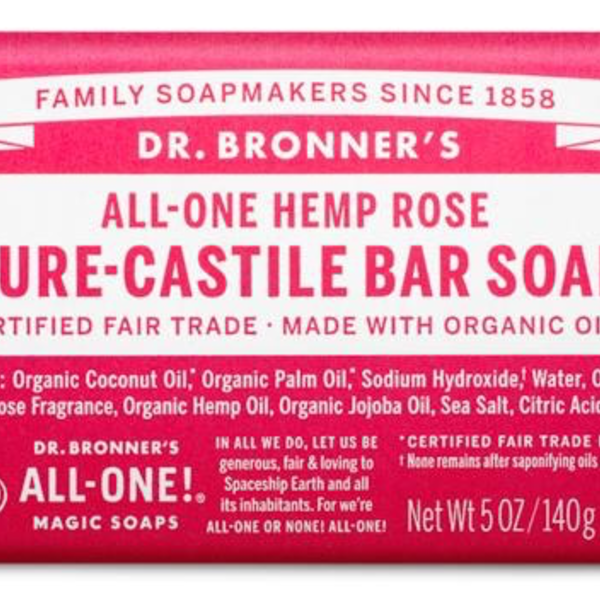 Dr. Bronner’s Dr Bronner’s Rose Oil Pure Castile Bar Soap 140g