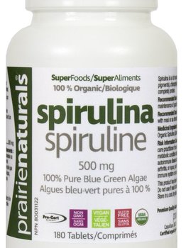 Prairie Naturals Prairie Naturals Organic Spirulina 500 mg 180 tabs
