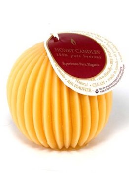 Honey Candles Honey Candles Pure Beeswax Fluted Sphere