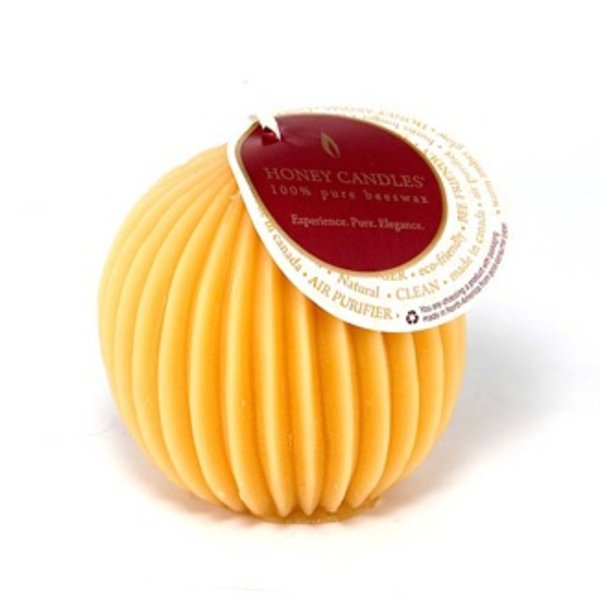 Honey Candles Honey Candles Pure Beeswax Fluted Sphere