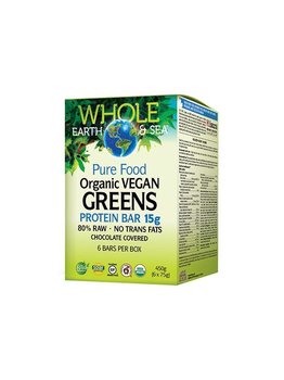 Whole Earth & Sea Whole Earth & Sea Organic Vegan Greens Protein Bar Box 6 X 75g