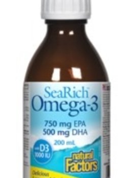 Preferred Nutrition Natural Factors SeaRich Omega 3 Lemon Meringue with Vit D 1000IU 200ml